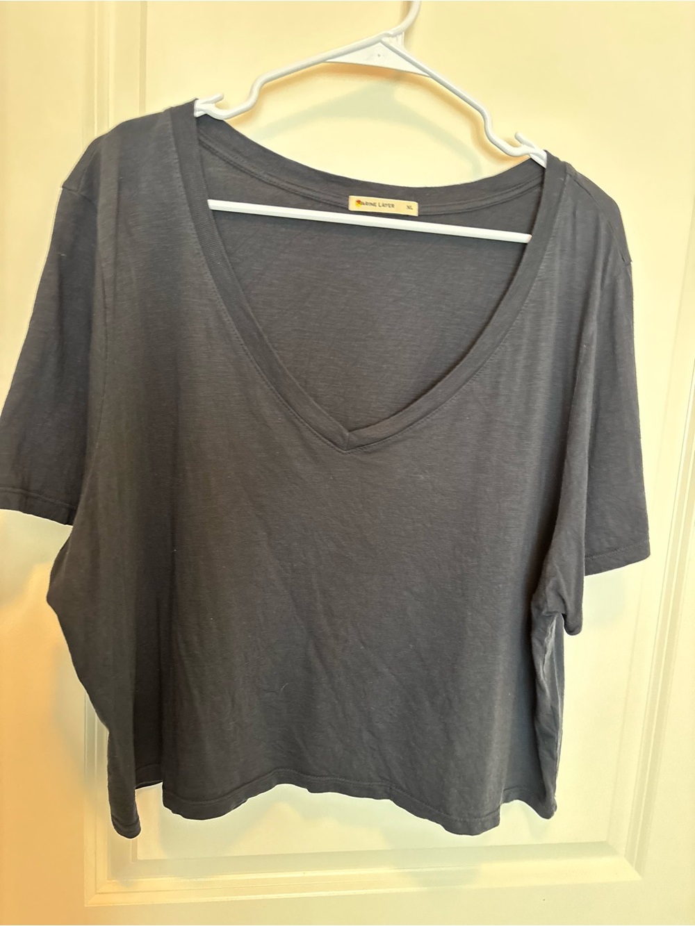 Marine Layer Charcoal V-Neck Cropped Tee